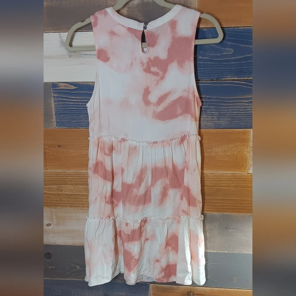 Altar'd State Minidress M Pink Tie Dye Tiered Dress